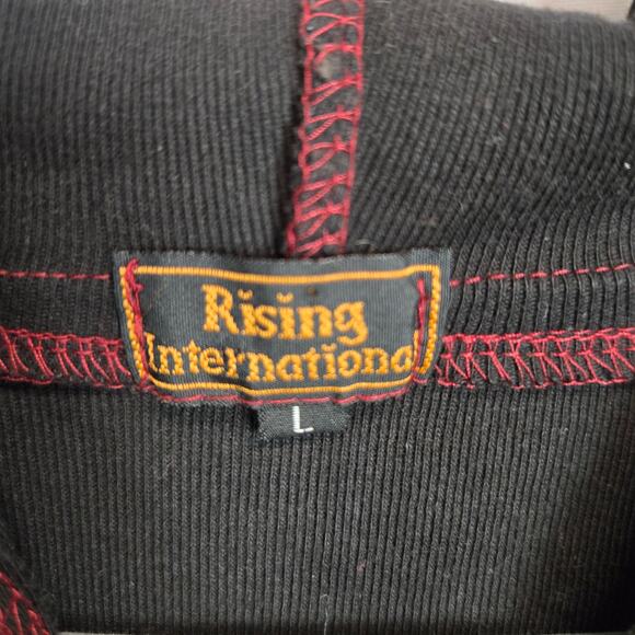 Rising International Zip up Hoodie Jacket L Patchwork Nepal Sage Multi Geo Boho - Picture 3 of 9